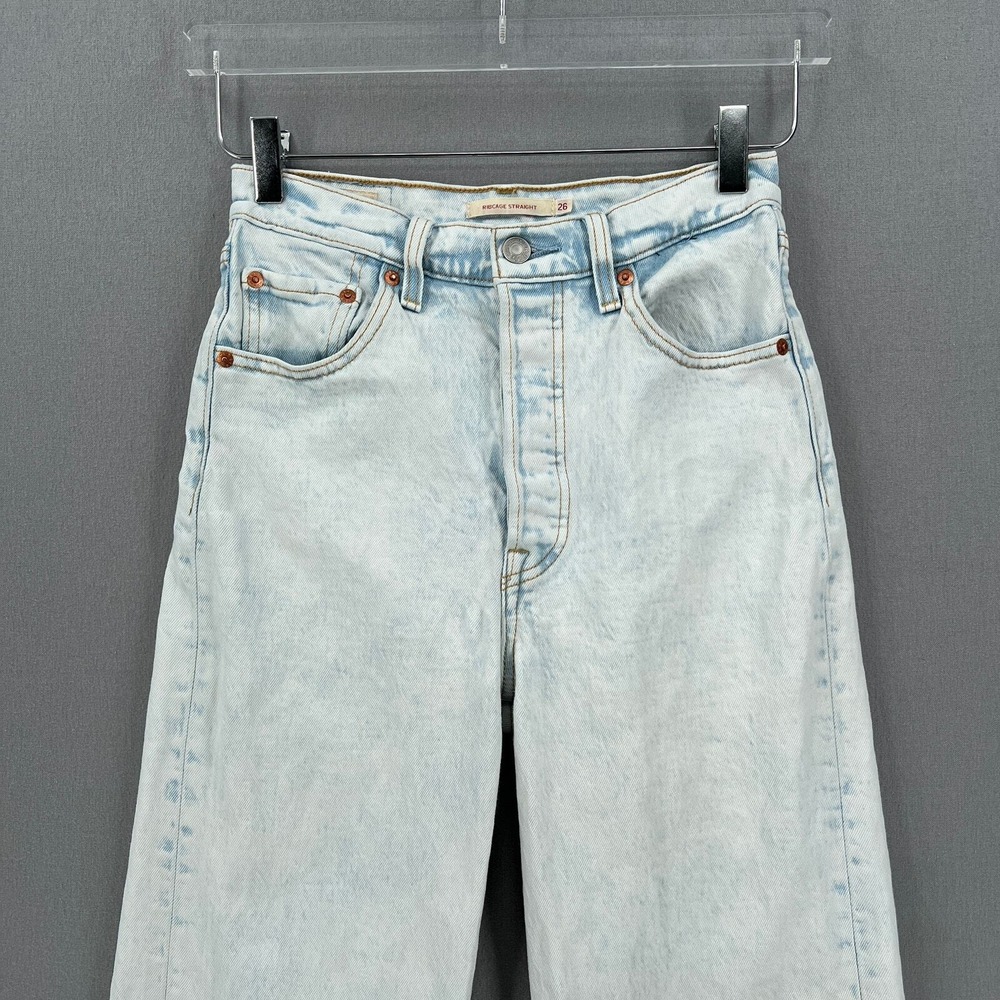 Levi's Ribcage Straight Jeans Women 26 Light Wash Denim High Rise Ankle - Picture 3 of 16